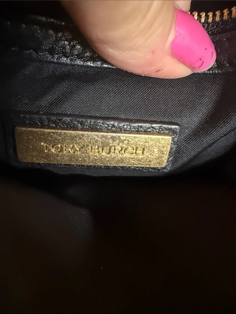 Tory Burch Black Pebbled Leather Logo Crossbody